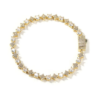 Luxury Thin Twinkle Little Star Gold Diamond Bling Tennis Chain Lady Elegant Bracelet Necklace Set Fashion Women Men Jewelry