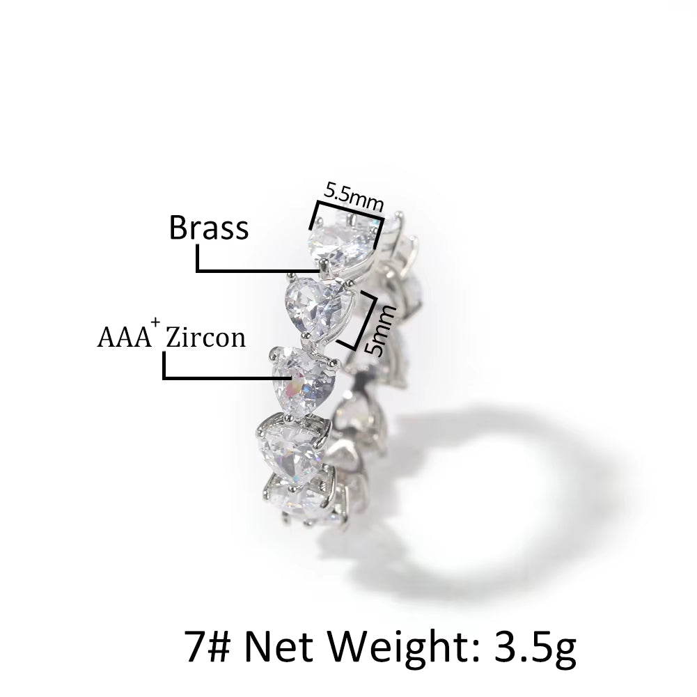 UWIN Hip Hop Pink CZ Heart Shaped Cubic Zirconia Ring Gold Plated Women Finger Rings Wholesale Jewelries
