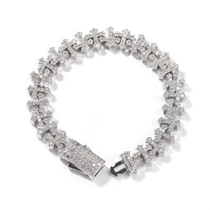 Unisex Luxury 18K Gold Plated Mini Cross Bracelet 5A Zircon Cluster Chain Link Charm for Men Women Fashionable Accessory