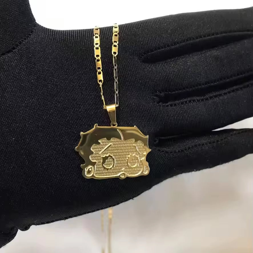 Custom Fashion Jewelry Women Gift Cute Diamond Cut Cat Cartoon Character Necklace