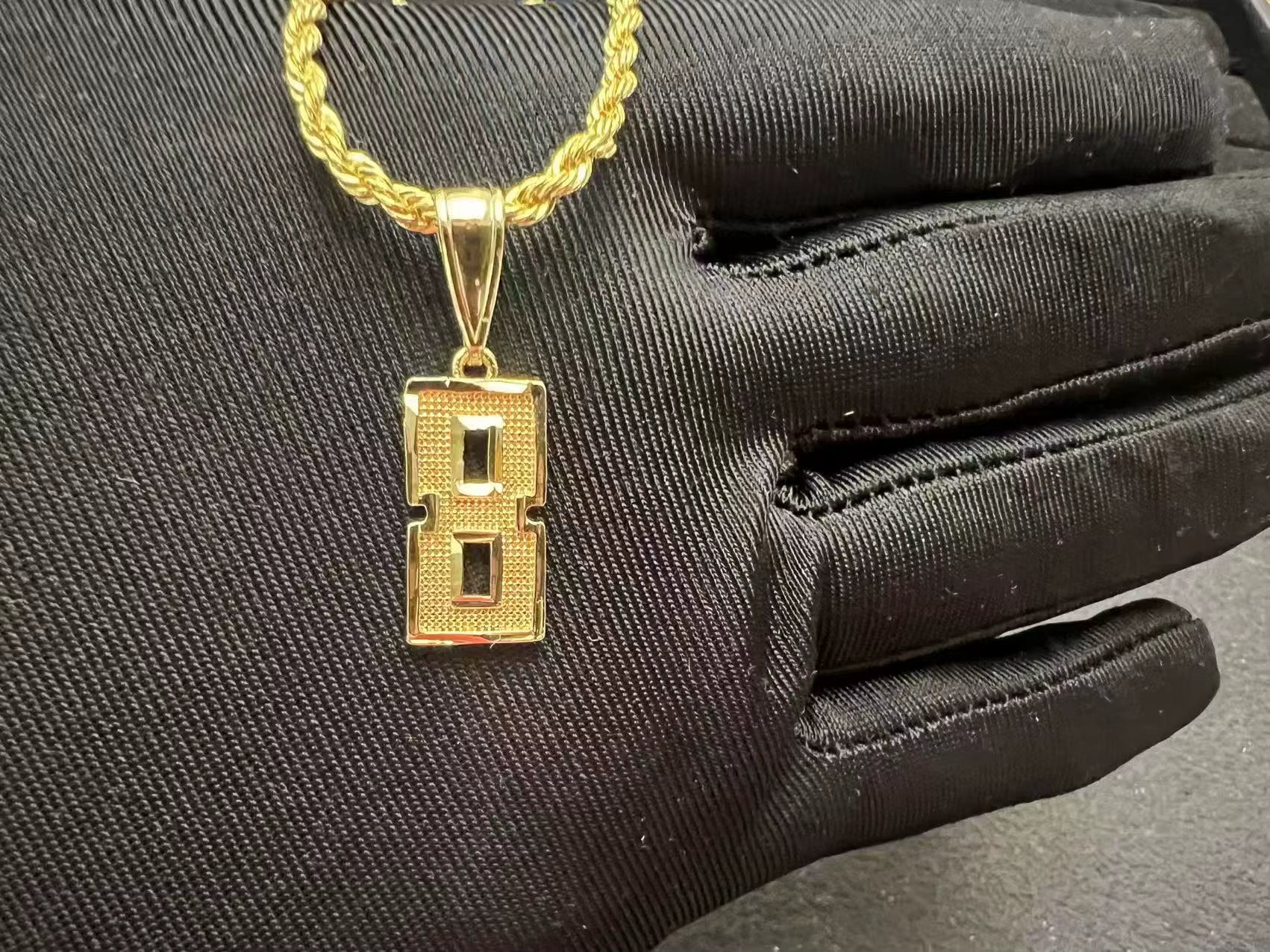 Customized Hot-Selling 18K Gold Plated Hip-Hop Stainless Steel Zircon Men'S 0-9 Number Pendant Necklace for Party & Gift