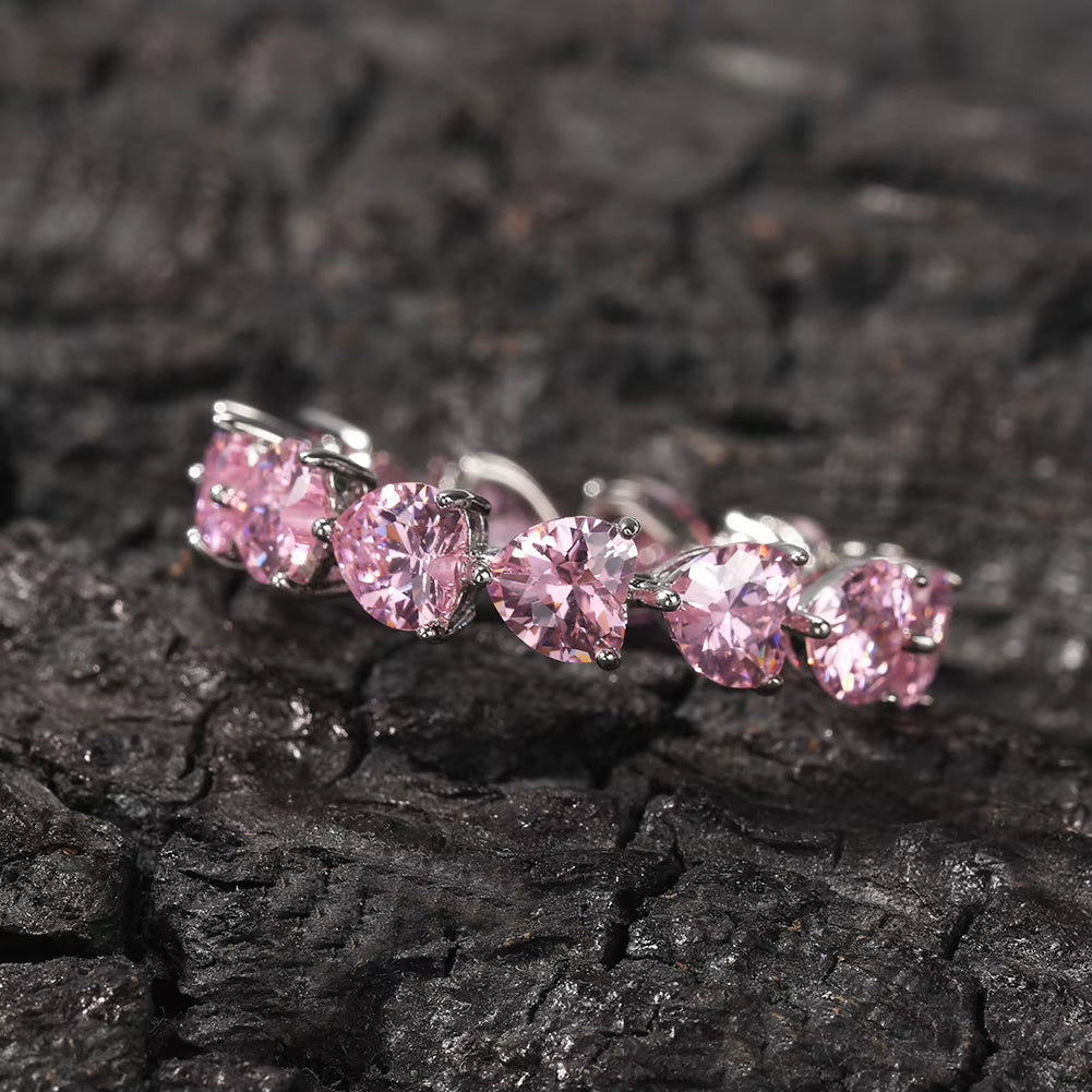 UWIN Hip Hop Pink CZ Heart Shaped Cubic Zirconia Ring Gold Plated Women Finger Rings Wholesale Jewelries