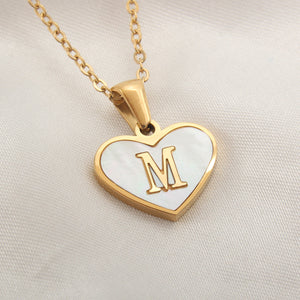 26 Letter Heart-shaped Necklace White Shell Love Clavicle Chain Fashion Necklace For Women Jewelry Valentine's Day