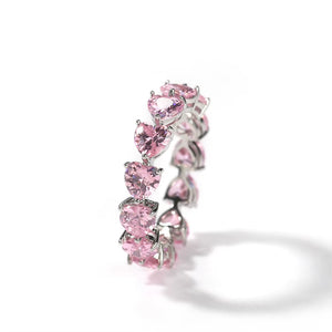 UWIN Hip Hop Pink CZ Heart Shaped Cubic Zirconia Ring Gold Plated Women Finger Rings Wholesale Jewelries
