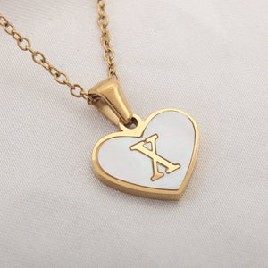 26 Letter Heart-shaped Necklace White Shell Love Clavicle Chain Fashion Necklace For Women Jewelry Valentine's Day