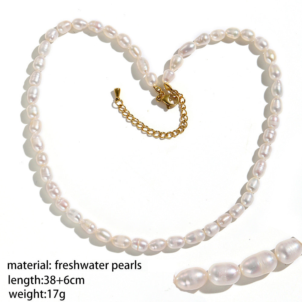 Natural Freshwater Pearl Necklace For Women Light Luxury Minority Sweet Cool Style Clavicle Chain