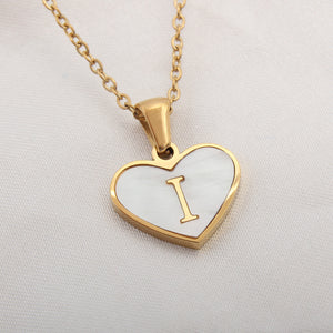 26 Letter Heart-shaped Necklace White Shell Love Clavicle Chain Fashion Necklace For Women Jewelry Valentine's Day