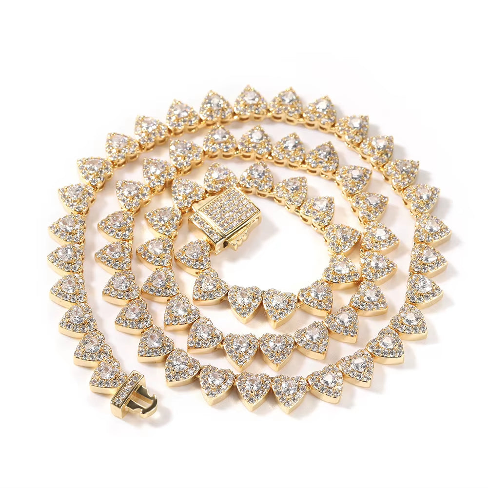 Elegant Dainty Choker Hot Sale Fancy Iced Out Double Heart Necklace Layered Jewelry for Women Bling Bling Love Series Bracelet