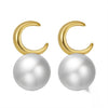 Sterling Silver Moon Natural Pearl Earrings