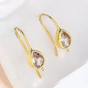 Minimalist Water Drop Zircon Ear Hook Accessories DIY Copper Plating