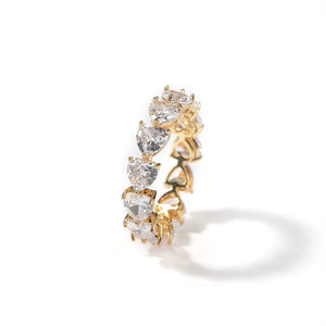 UWIN Hip Hop Pink CZ Heart Shaped Cubic Zirconia Ring Gold Plated Women Finger Rings Wholesale Jewelries
