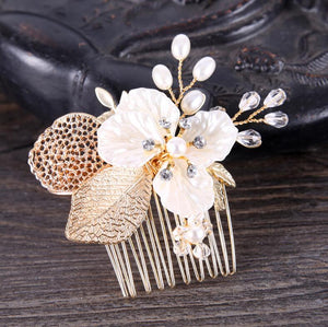 Pearl White Crystal Banquet Headdress Comb