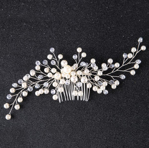 Pearl White Crystal Banquet Headdress Comb