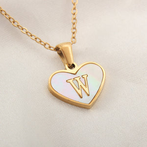 26 Letter Heart-shaped Necklace White Shell Love Clavicle Chain Fashion Necklace For Women Jewelry Valentine's Day