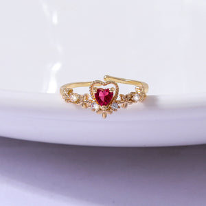 Elegant Style Small Fresh Opening Adjustment Love Ruby Ring