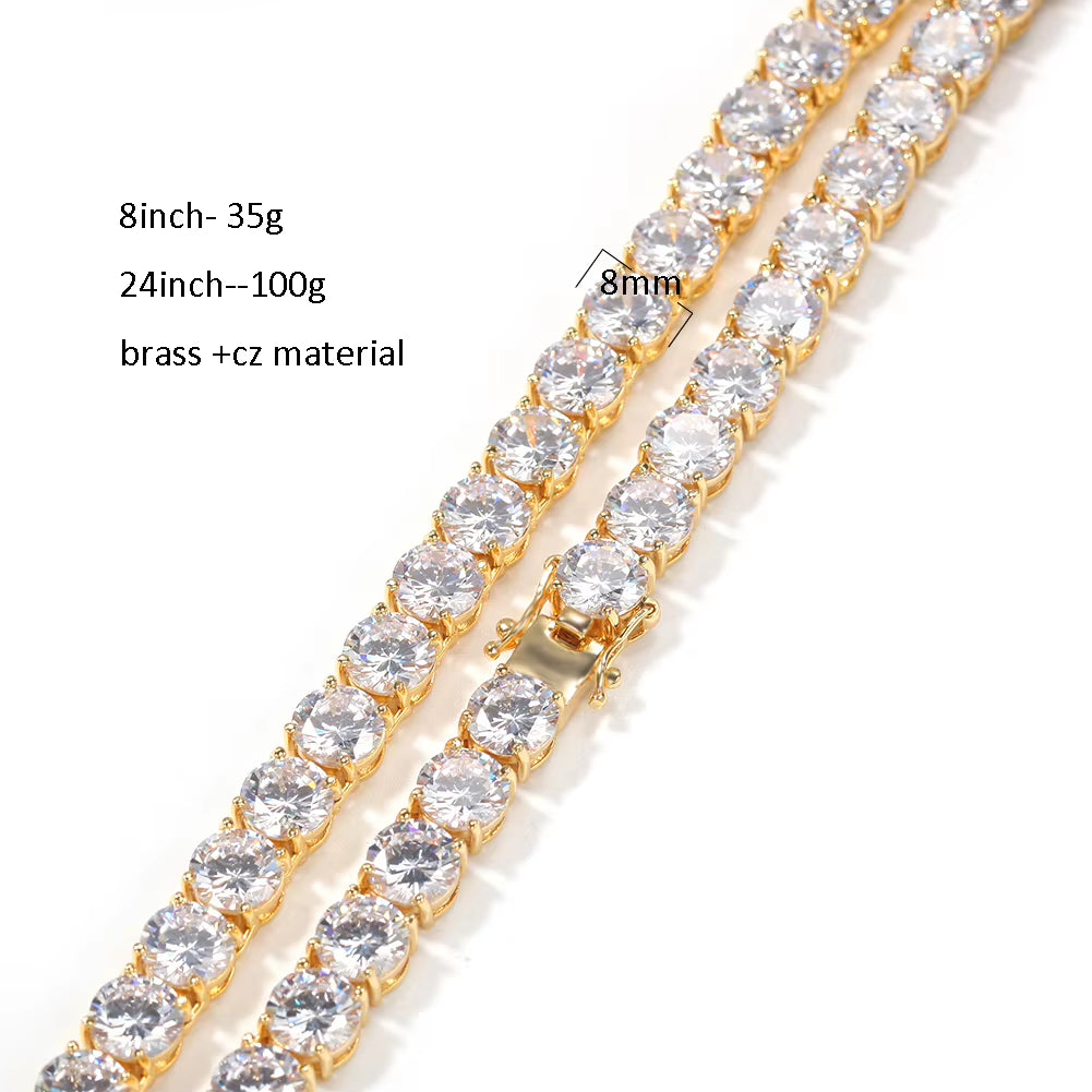 Hot Selling 2Mm 3Mm 4Mm 5Mm 8Mm Width CZ 1 Row Tennis Chain Bracelet Women Men Iced Out Bling Bracelet Jewelry