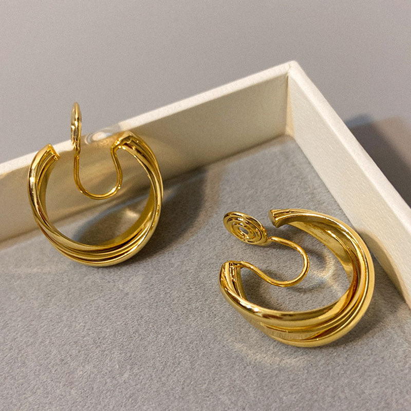 Mosquito Coil Hoop Earrings French Ear Clip Without Pierced Ears