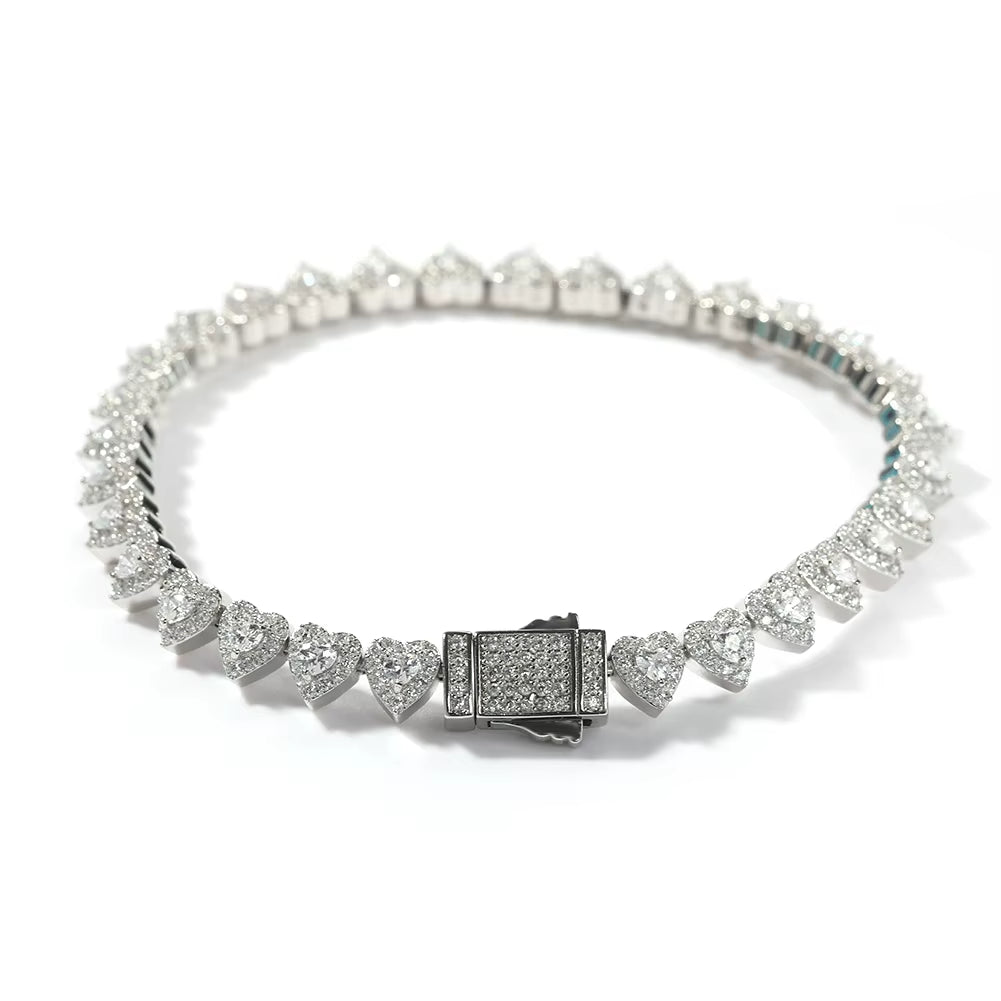 Elegant Dainty Choker Hot Sale Fancy Iced Out Double Heart Necklace Layered Jewelry for Women Bling Bling Love Series Bracelet