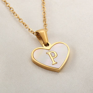 26 Letter Heart-shaped Necklace White Shell Love Clavicle Chain Fashion Necklace For Women Jewelry Valentine's Day