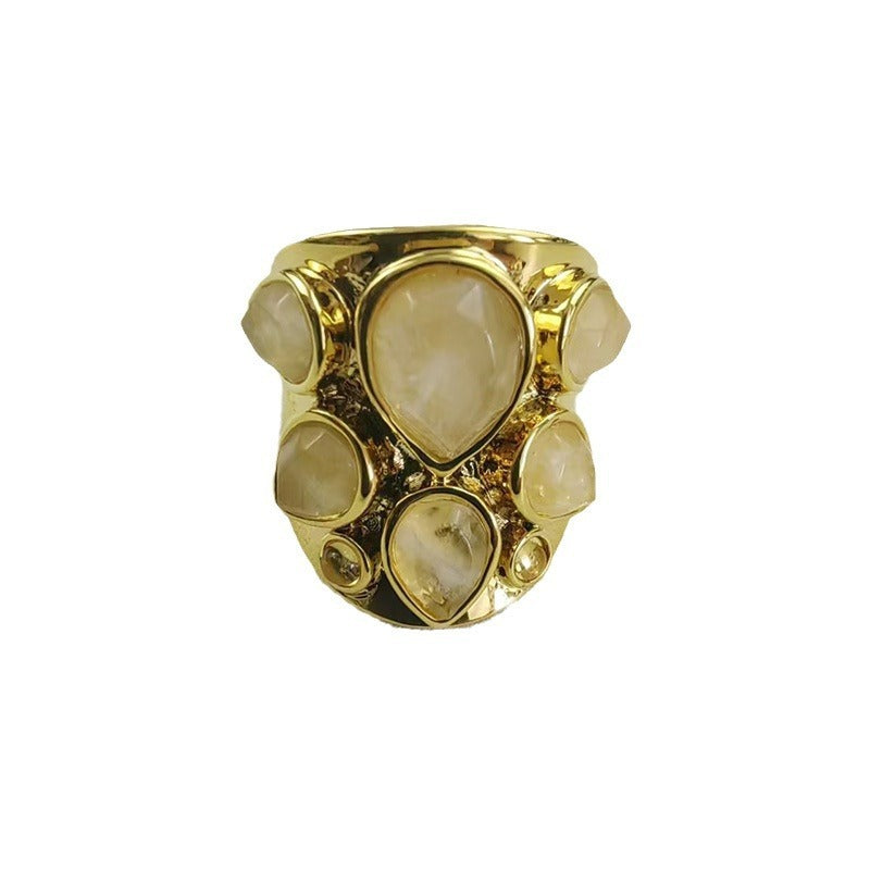 Women's Simple Natural Multiple White Crystal Ring