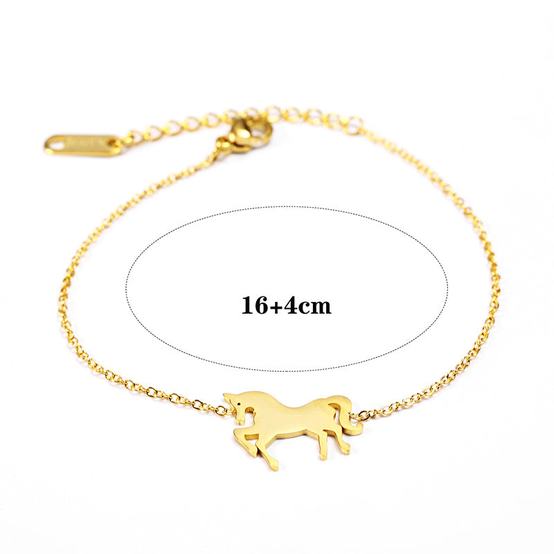 Fashion Gold Silver Stainless Steel Unicorn Horse Bracelet Dainty Chain Bracelets For Women Girls Jewelry Gift