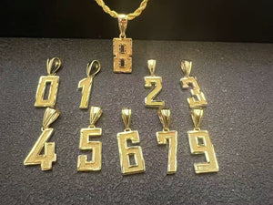 Customized Hot-Selling 18K Gold Plated Hip-Hop Stainless Steel Zircon Men'S 0-9 Number Pendant Necklace for Party & Gift