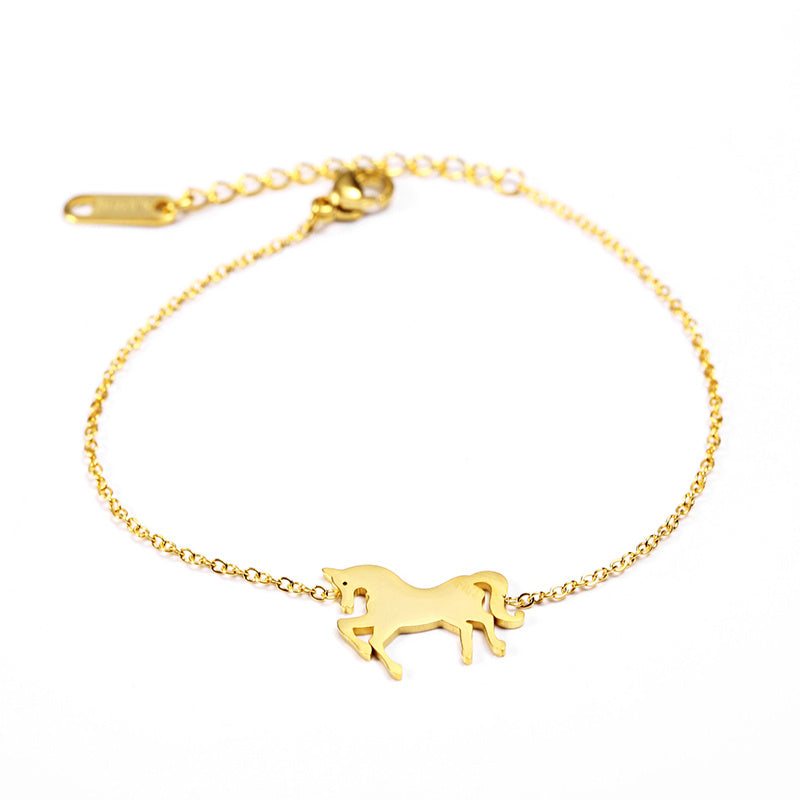 Fashion Gold Silver Stainless Steel Unicorn Horse Bracelet Dainty Chain Bracelets For Women Girls Jewelry Gift