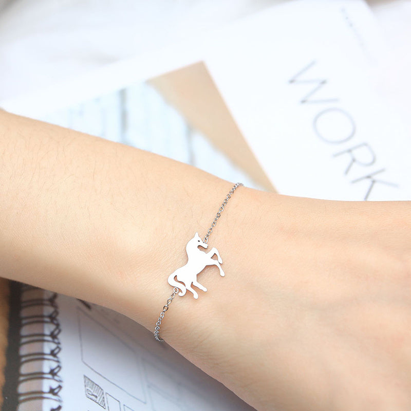 Fashion Gold Silver Stainless Steel Unicorn Horse Bracelet Dainty Chain Bracelets For Women Girls Jewelry Gift