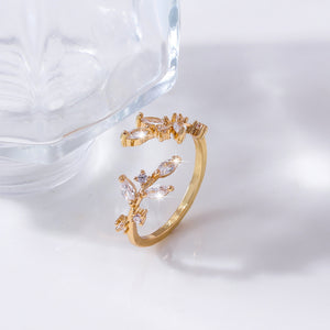 Fashion Simple Gold Ring Leaf Ring