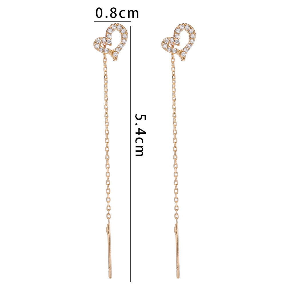 Tassel Earrings Copper Micro-inlay Love Ear Wire Woman, The New Fashion Earrings Design Earhole Accessories