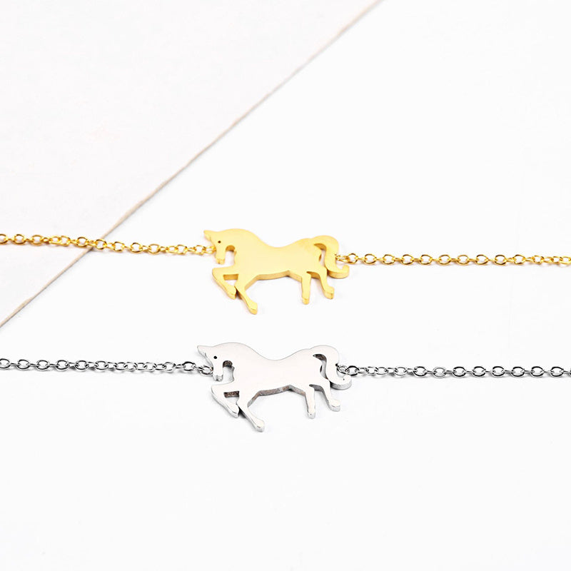 Fashion Gold Silver Stainless Steel Unicorn Horse Bracelet Dainty Chain Bracelets For Women Girls Jewelry Gift