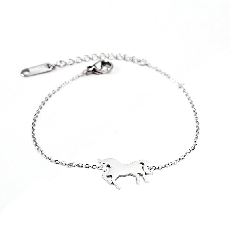 Fashion Gold Silver Stainless Steel Unicorn Horse Bracelet Dainty Chain Bracelets For Women Girls Jewelry Gift