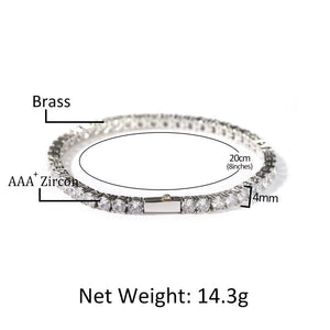 Hot Selling 2Mm 3Mm 4Mm 5Mm 8Mm Width CZ 1 Row Tennis Chain Bracelet Women Men Iced Out Bling Bracelet Jewelry