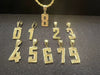 Customized Hot-Selling 18K Gold Plated Hip-Hop Stainless Steel Zircon Men'S 0-9 Number Pendant Necklace for Party & Gift