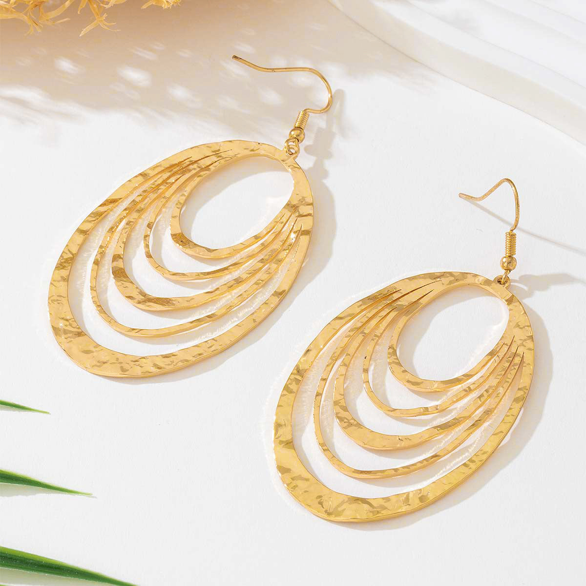 European And American Fashion Elegant Woman Metal Multi-layer Circle Hollow Out Women's Earrings