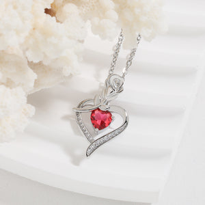 Rose Heart-shaped Necklace With Rhinestones Fashion Everlasting Flower Love Necklace For Women Valentine's Day Gift