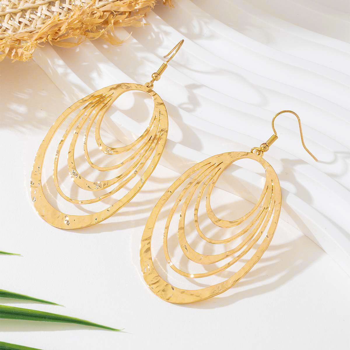 European And American Fashion Elegant Woman Metal Multi-layer Circle Hollow Out Women's Earrings