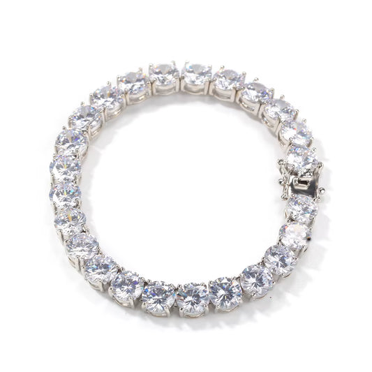 THE AFTER HOURS tennis bracelet with sparkling clear stones, shown in silver