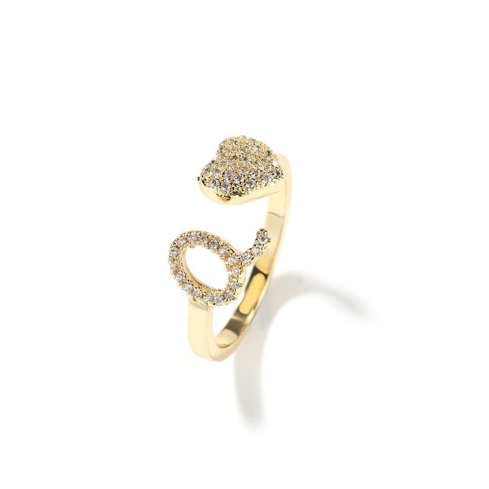 THE SECRET | 18K Gold Plated Initial Heart Ring